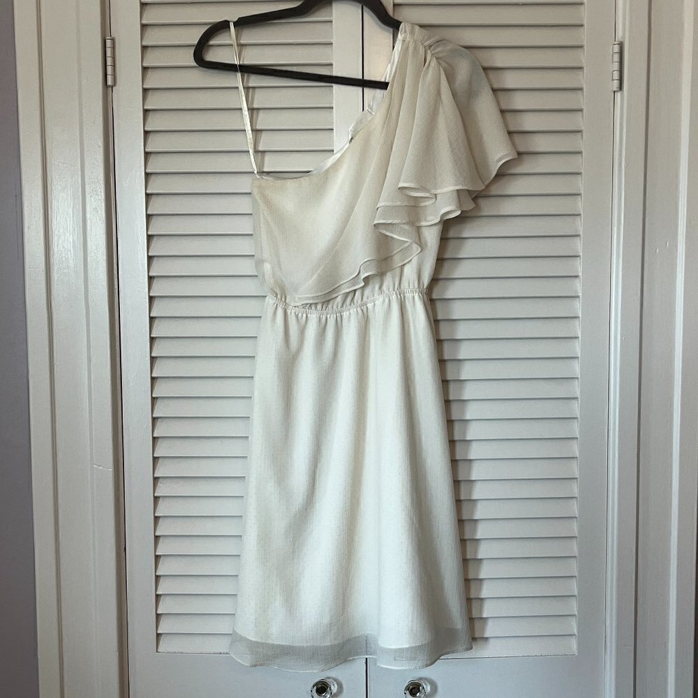 Miss Me MM Couture one shoulder mini dress ivory small ruffle